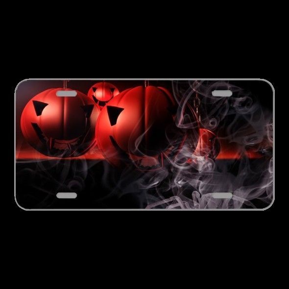 License Plate Novelty Car Front Halloween Pumpkin Decoration Bright