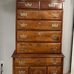 Vintage American Drew Traditional Highboy Chest dresser 