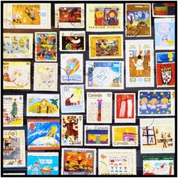 40+ CHILDRENS ART ON STAMPS