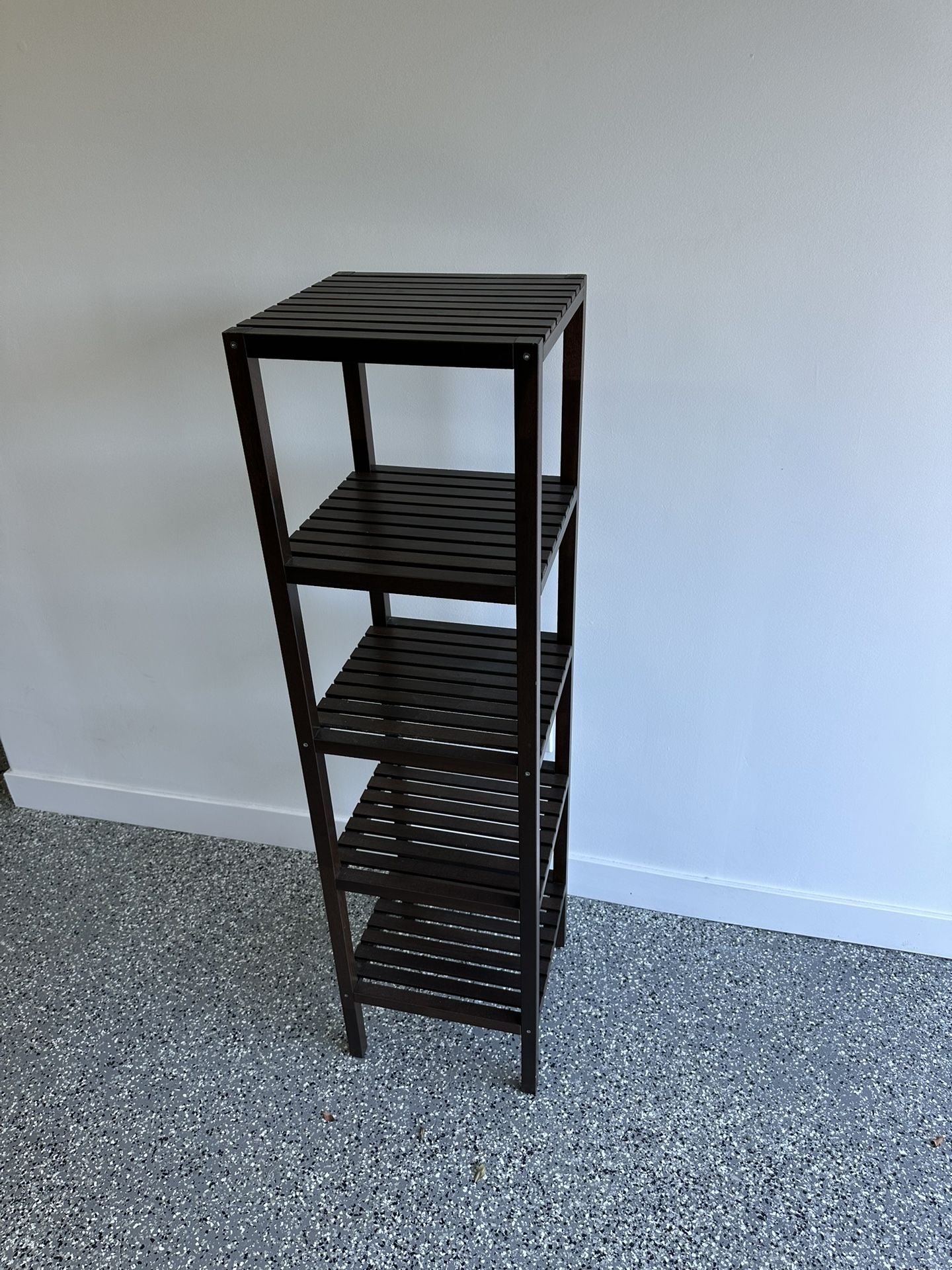 Dark Wood 4-Tier Shelf – Modern & Minimalist Design