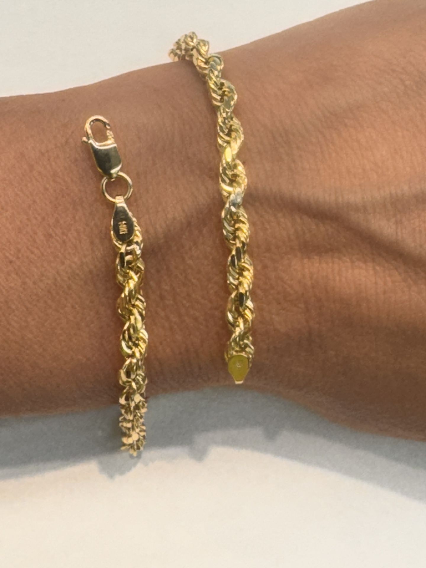 14k Yellow Gold 4mm Rope Bracelet 8”