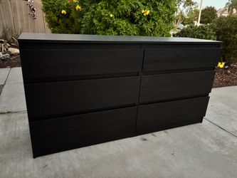 Black 6 Drawer Modern Dresser Chest of Drawers Furniture Great Condition