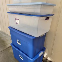 Storage Containers two 35gal, one 27gal + 2 Underbed Type Containers..
