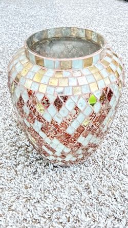 Mosaic Glass Vase or Candle Holder