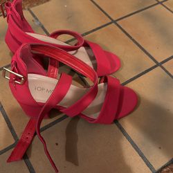 Red Medium Heel Shoes - Size 5 