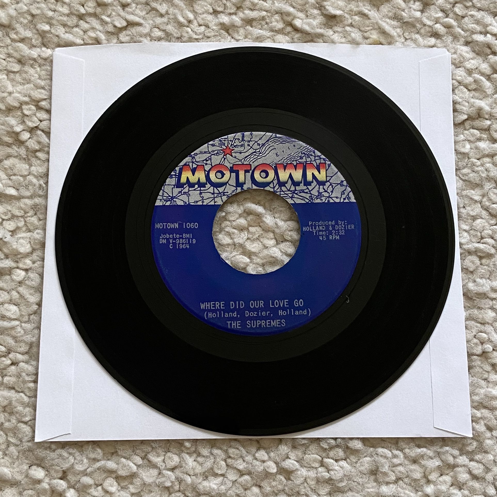 The Supremes “Where Did Our Love Go” Vinyl 7” Single 1964 Motown Records Early Original Pressing Collector’s Copy Soul