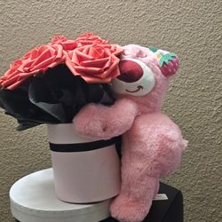 valentines teddy  bouquet with teddy bear