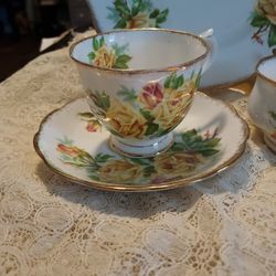 Vtg Royal Albert Tea Rose Yellow Roses 4 Pieces