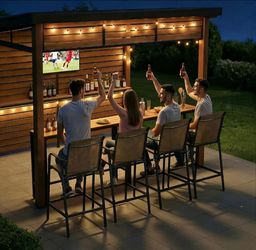 Outdoor Bar Stools Set of 4, 500 lb Capacity Metal Patio Bar Chairs with Breathable Mesh Seat and Back – 28.7" Bar Height Stool for Backyard and Balco