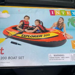 EXPLORER 200 INFLATABLE 2 Person River BOAT Raft Set W/ 2 Oars & Pump 