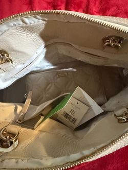 Kate Spade Quilted Leather Purse + Matching Wallet – Cream/White