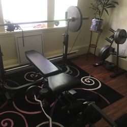 Incline workout bench and weights