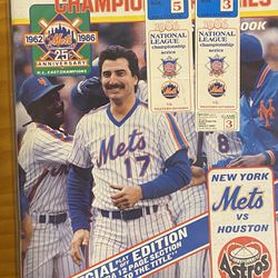 1986 NLCS PROGRAM WITH Ticket Stubs From Game  3 & 5