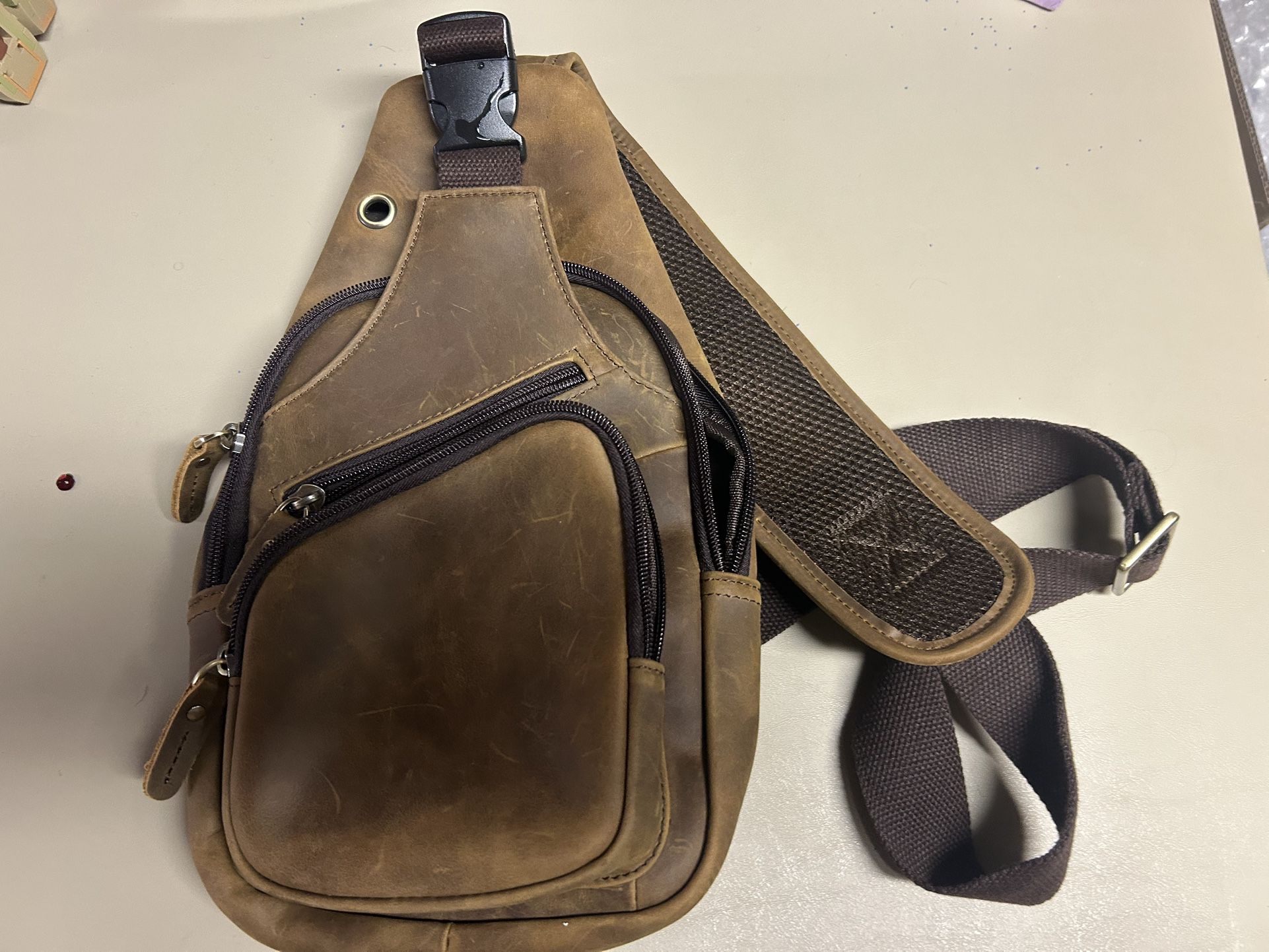 Brown Leather Large Crossbody Bag