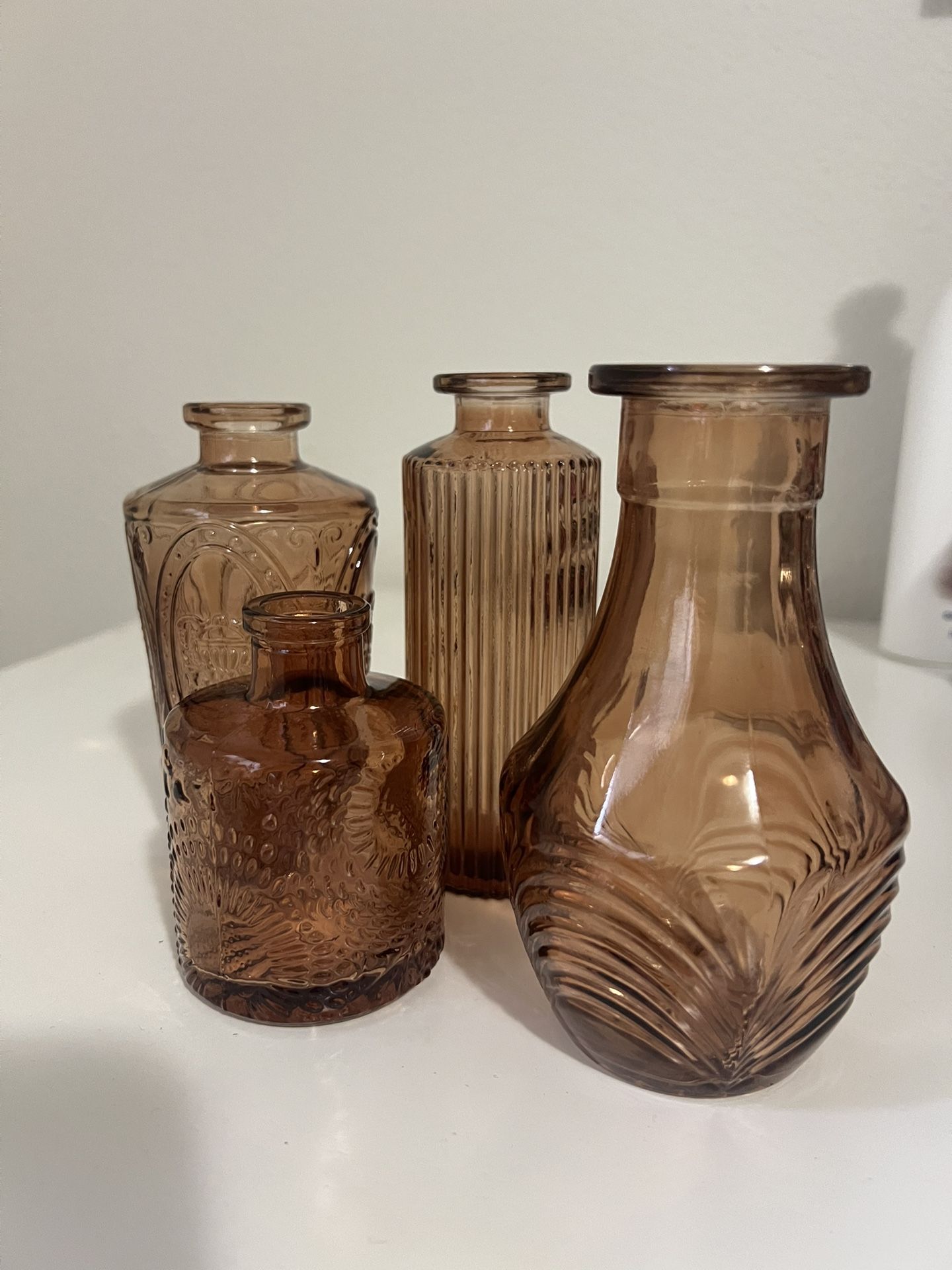 Amber Glass Bud Flower Vases