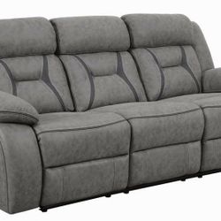 NEW HOUSTON CASUAL PILLOW-PADDED DUEL RECLINING SOFA W/ CONTRAST STITCHING 


