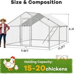 Large Metal Chicken Coop with Roosting Perch, Waterproof and Uv-Resistant Cover, Large Metal Chicken Coop with Roosting Perch, Waterproof and Uv-Resis