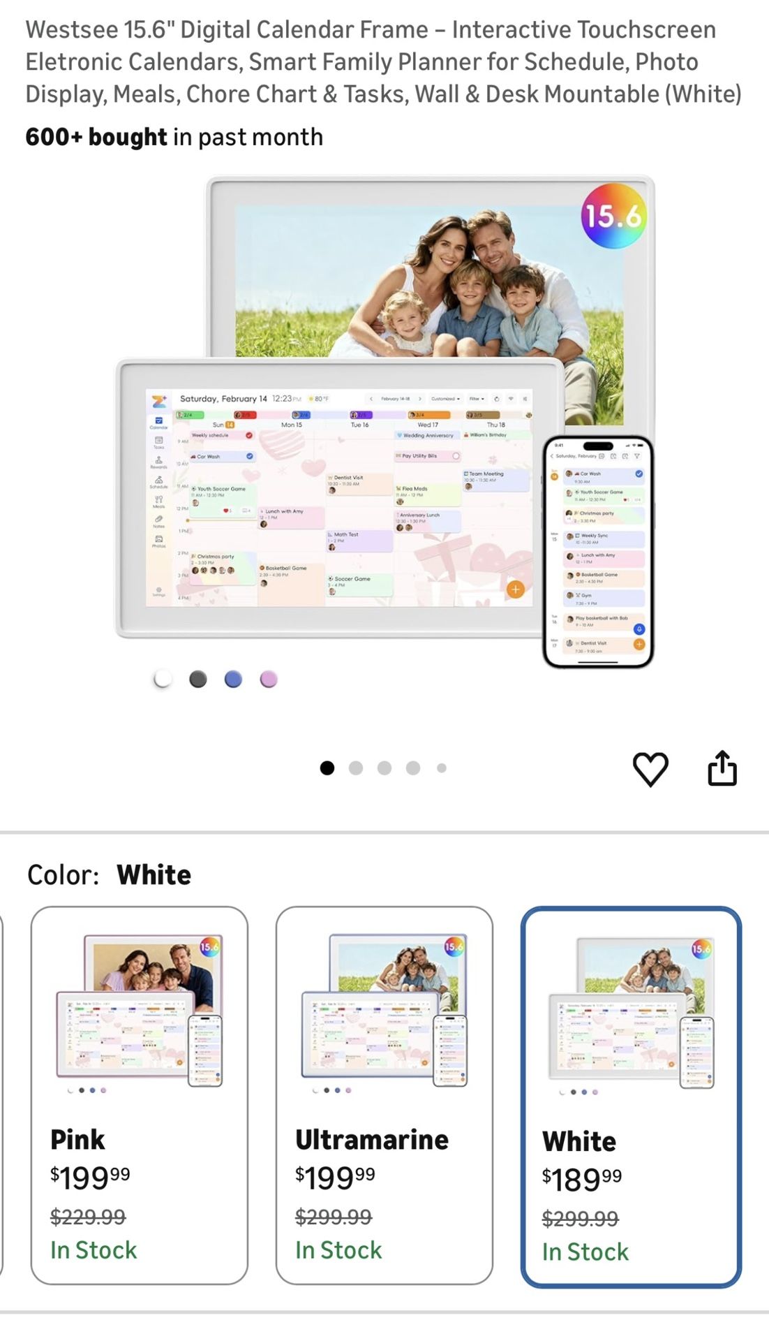 Westsee 15.6" Digital Calendar Frame – Interactive Touchscreen Eletronic Calendars, Smart Family Planner for Schedule, Photo Display, Meals, Chore Cha