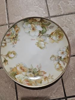 Antique Porcelain Plate with Rose Floral Design