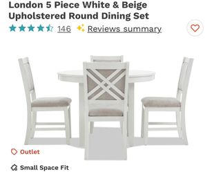 5 Piece White & Beige Dining Room Set (BRAND NEW)