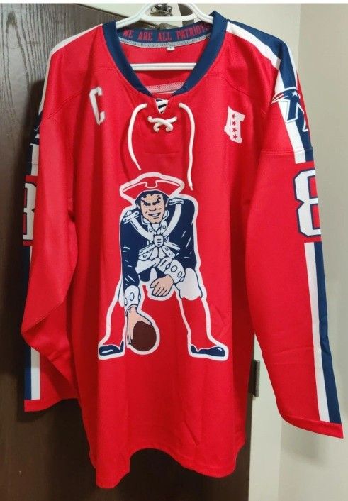 Brand New Stefan Diggs Patriots Hockey Jersey Red Adult Large