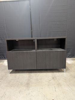 Versatile Black Storage Cabinet with Shelves and Doors