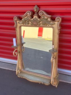 Ornate Gold Wall Mirror with Candle Sconces