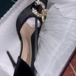 All Black Heels With Cute Diamond
