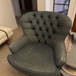 Gray Blue Tufted Chair