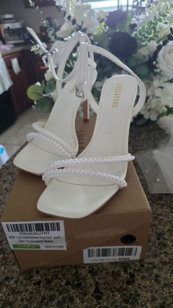 Lullasong White Pearl Heel Sandals