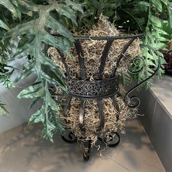 Silk Fern Plant In Beautiful Filigree  Metal Pot 