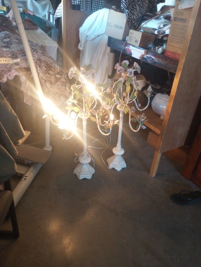2 Heavy Duty Rose Antique Lamps