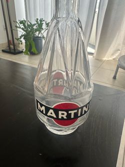 Vintage faceted glass Martini advertising carafe