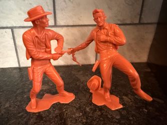 Vintage 1964 Louis Marx & Co Two Cowboy Figures