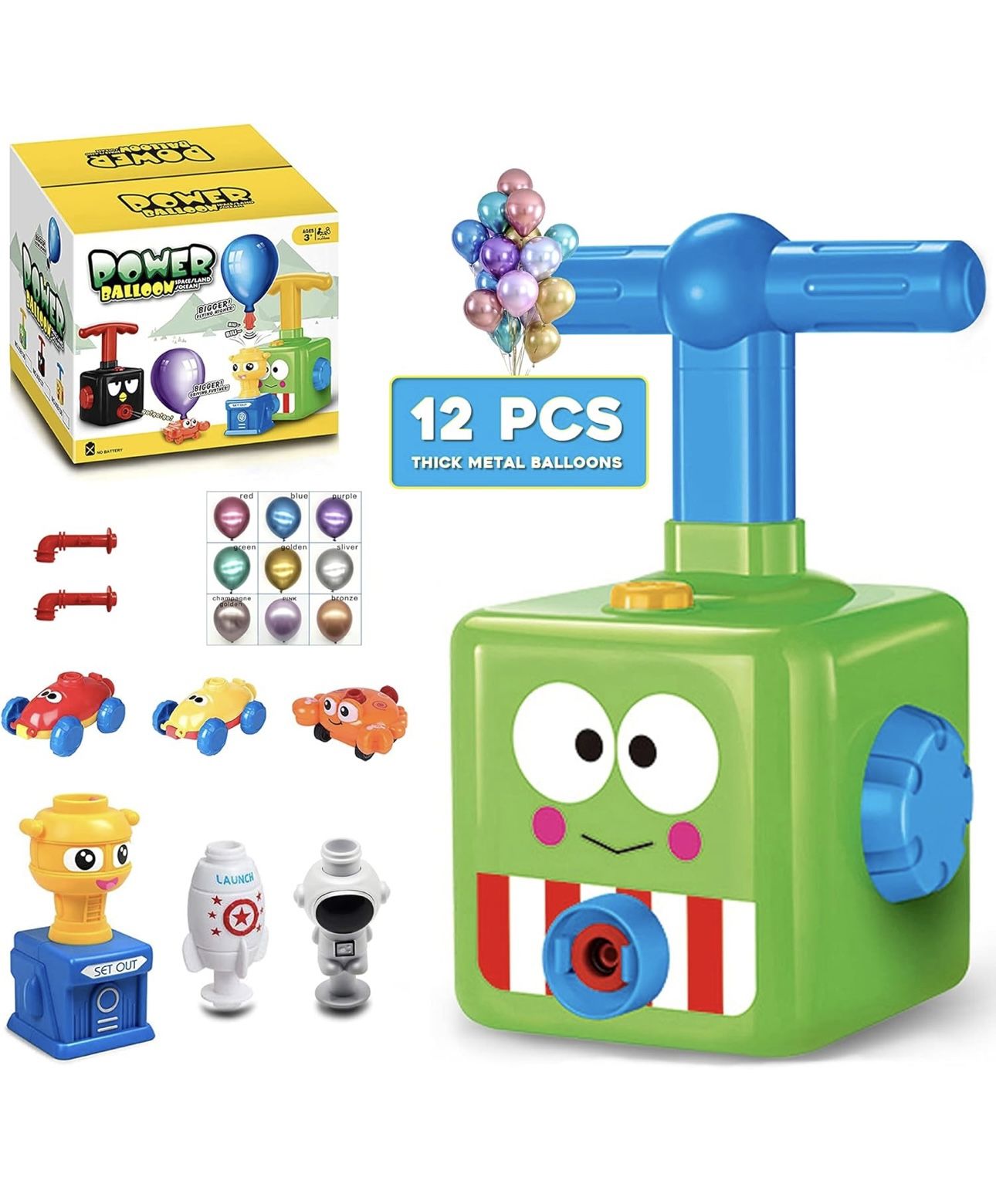 Balloon Car Toy with Pump,Launcher Balloon Car Toy Party Supplies Toys For Girls,Balloon Powered Cars for Kids Age 3+(Green)