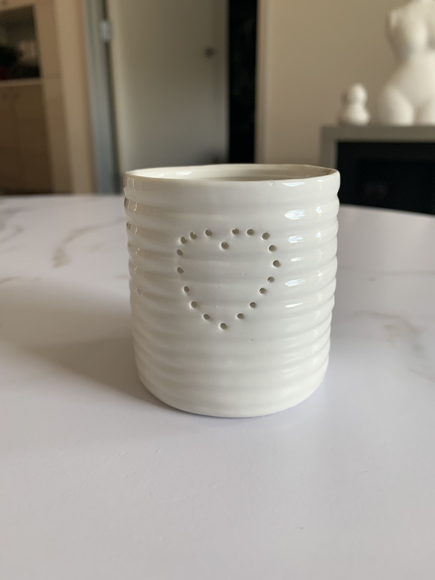 Succulent Plant Pot White Heart 