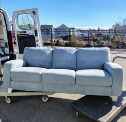 3 seater couch and chaise classic light blue (GOOD CONDITION)