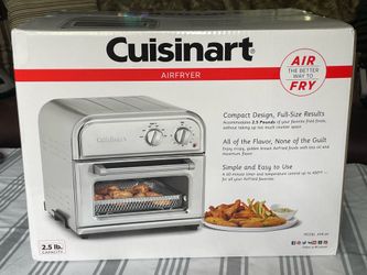 New Cuisinart AFR-25 Silver Air Fryer. Compact, Stainless steel, Metal, w/ plastic footing.