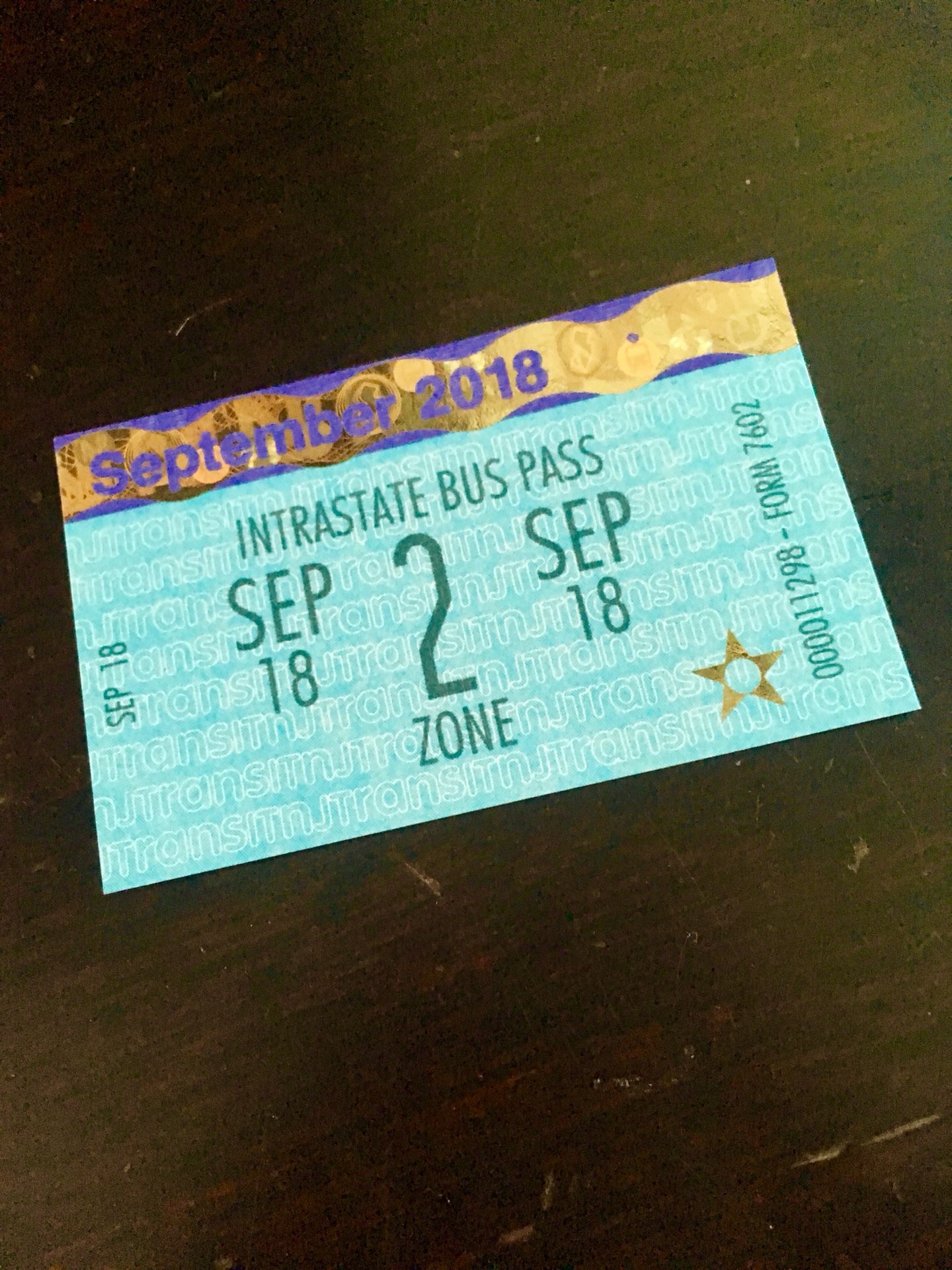 September Two Zone Bus Card NJ Transit (PICK UP ONLY)