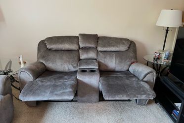 New 2 seater reclining couch in grey