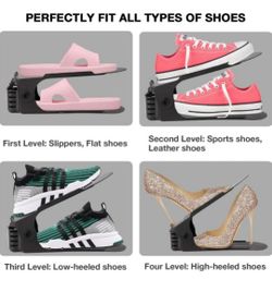 10x New Bulk Black Shoes Slots Rack Organizer Space Shelf Saving Storage Adjustable Double Layer Stack