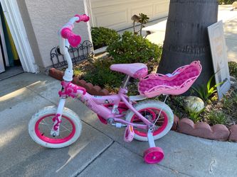 Huffy 10” Disney Princess Toddler Bike with Doll Carrier & Training Wheels