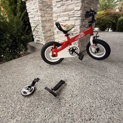Red Kids Bike With Training Wheels 