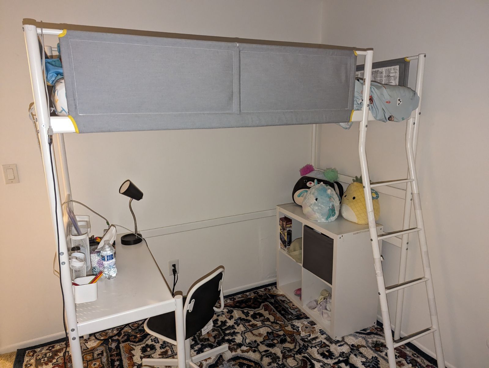 IKEA vitval loft bed with desk  white/light gray.