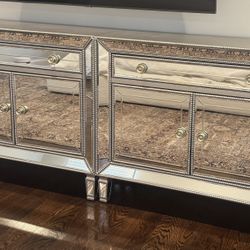 (2) Mirrored Console Table 