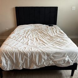 Black velvet full size bed frame