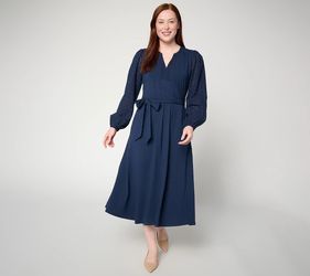 Ree by The Pioneer Woman Slub Jersey Eyelet Detail Knit Midi Dress Navy, X-Large