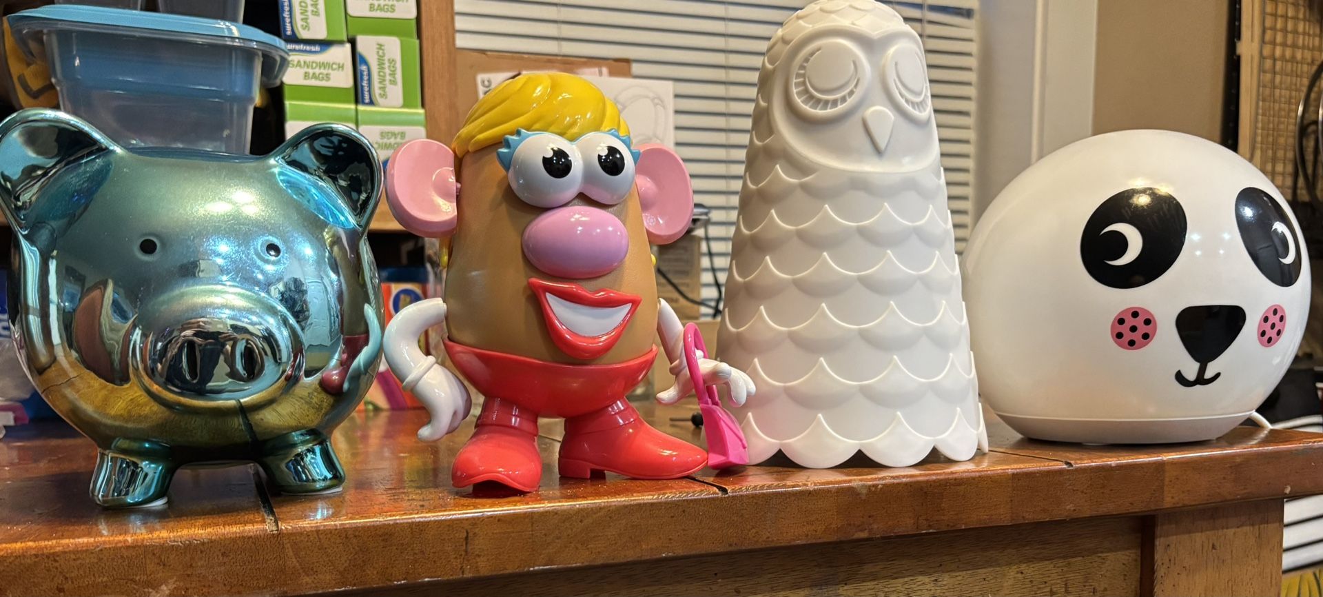 ###PIGGY BANK-MRS.POTATO HEAD-OWL LAMP-PANDA DOME LAMP###