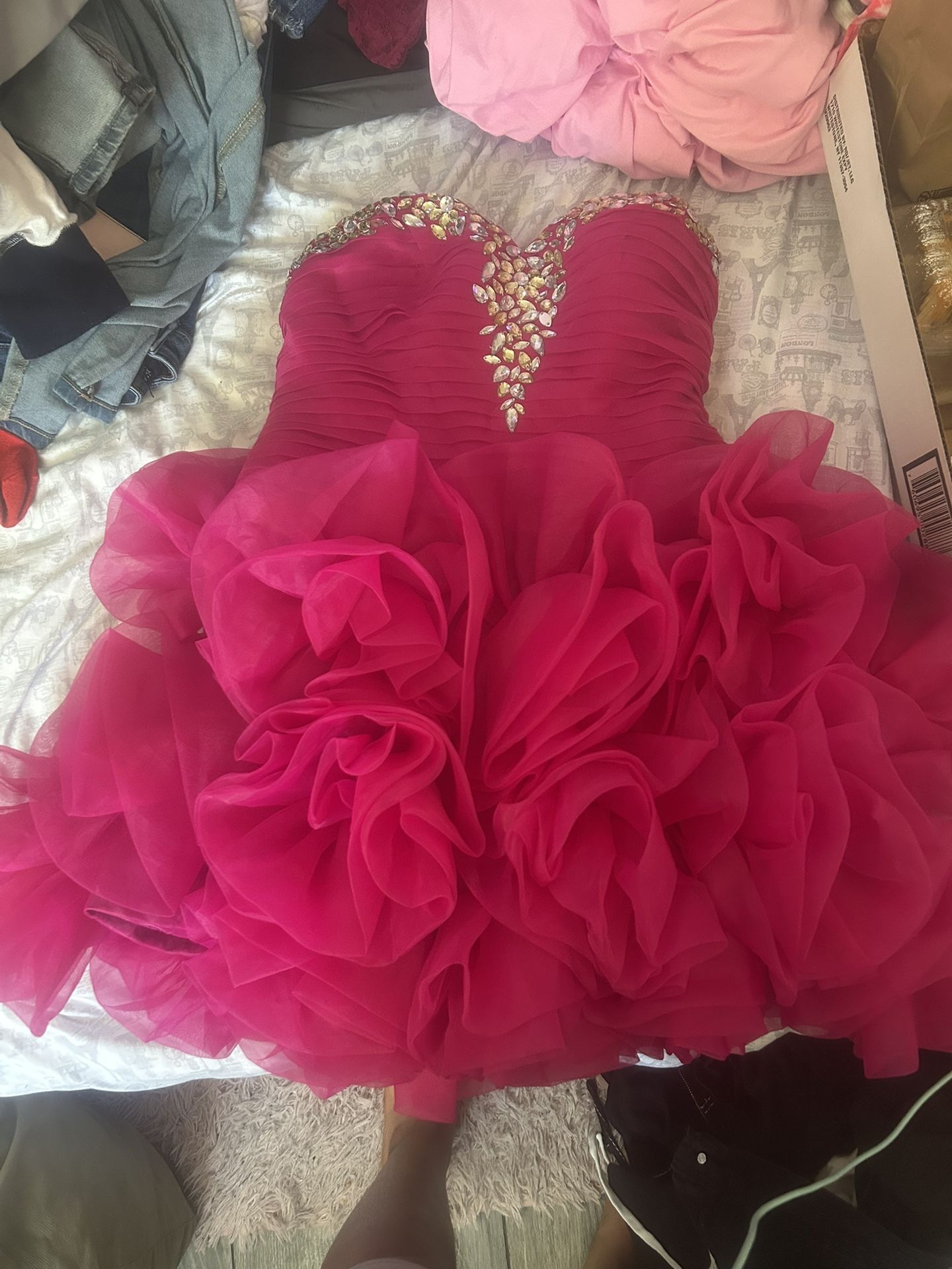 Pink Ruffled Rose Dress