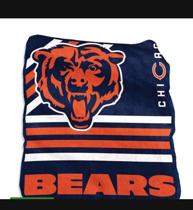 Chicago Bears Plush Raschel Blanket Lot Of 2 Brand New